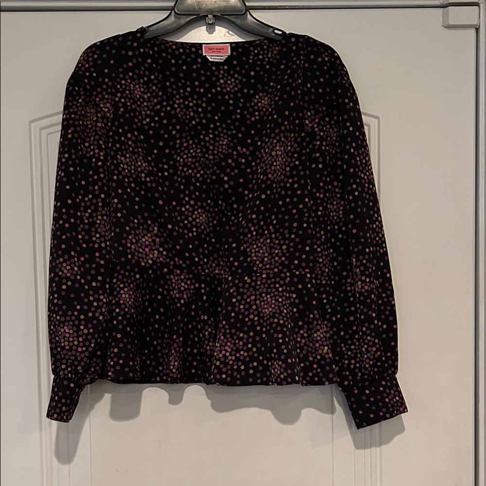 Kate Spade Black and Pink Dot Blouse